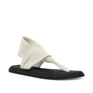 Sanuk Yoga Sling Sandals - Natural Cream Metallic - Size 8